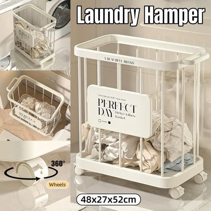 Removable Laundry Basket Clothes Organizer Household Storage Bin with Shelving