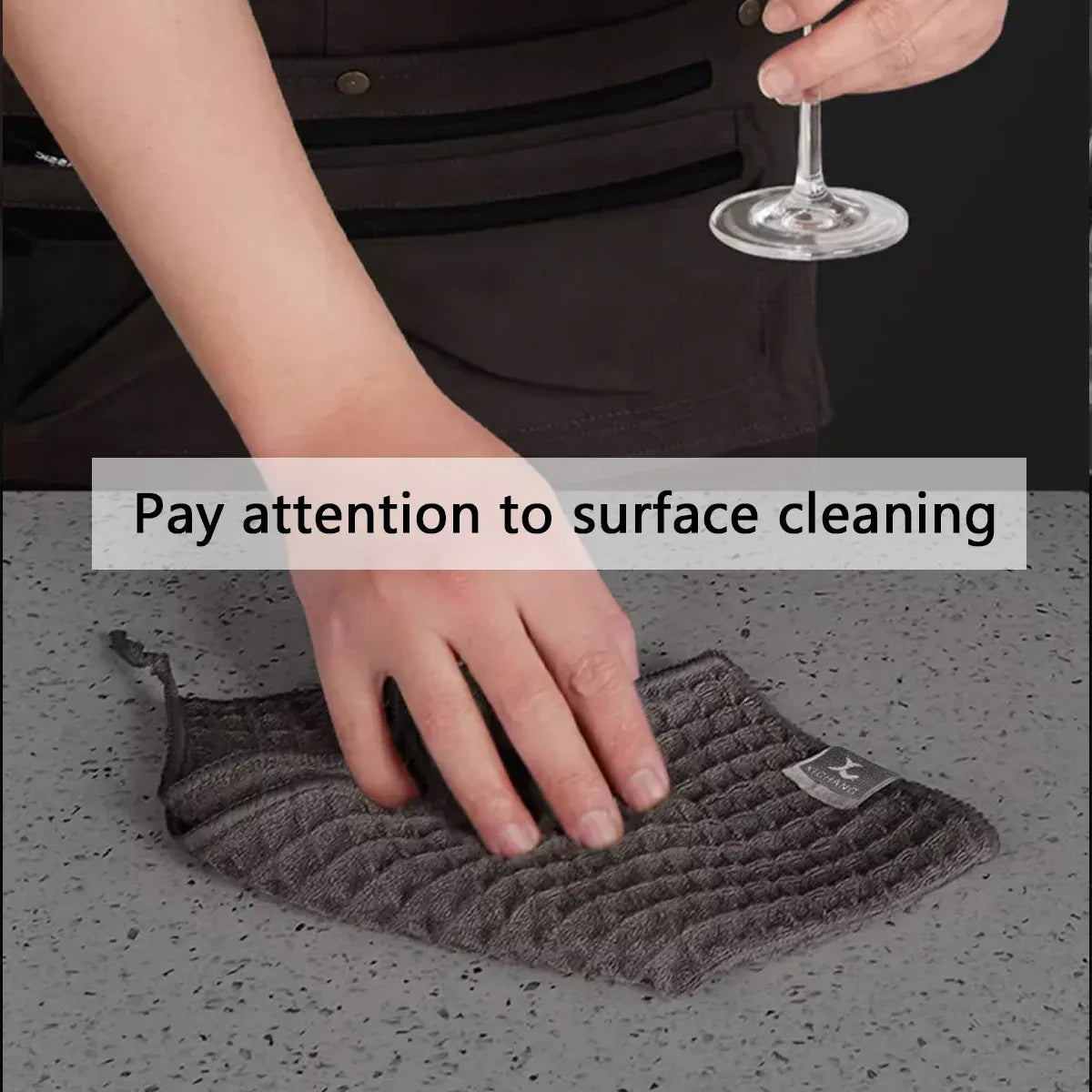 5PCS Waffle Cleaning Cloth Coffee Machine Bar Towel Dish Rag Absorbent - Blue