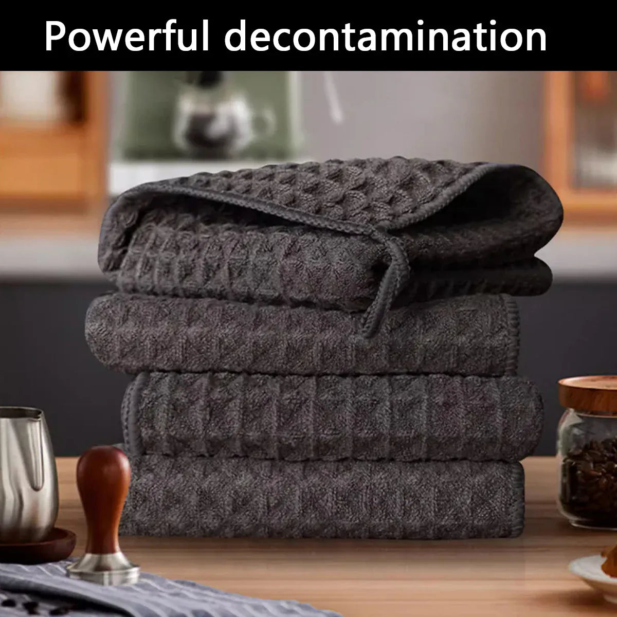 5PCS Waffle Cleaning Cloth Coffee Machine Bar Towel Dish Rag Absorbent - Coffee