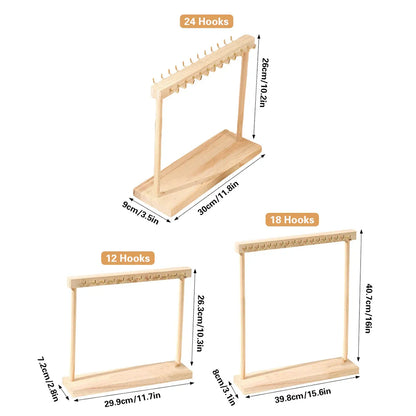 Solid Wood Necklace Jewelry Display Racks for Home Store Showcase Storage - 12 hooks
