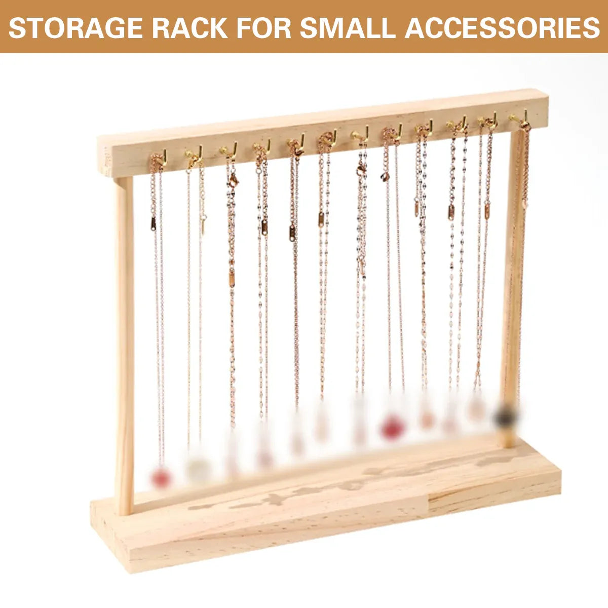 Solid Wood Necklace Jewelry Display Racks for Home Store Showcase Storage - 12 hooks
