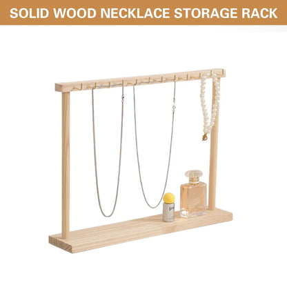Solid Wood Necklace Jewelry Display Racks for Home Store Showcase Storage - 12 hooks