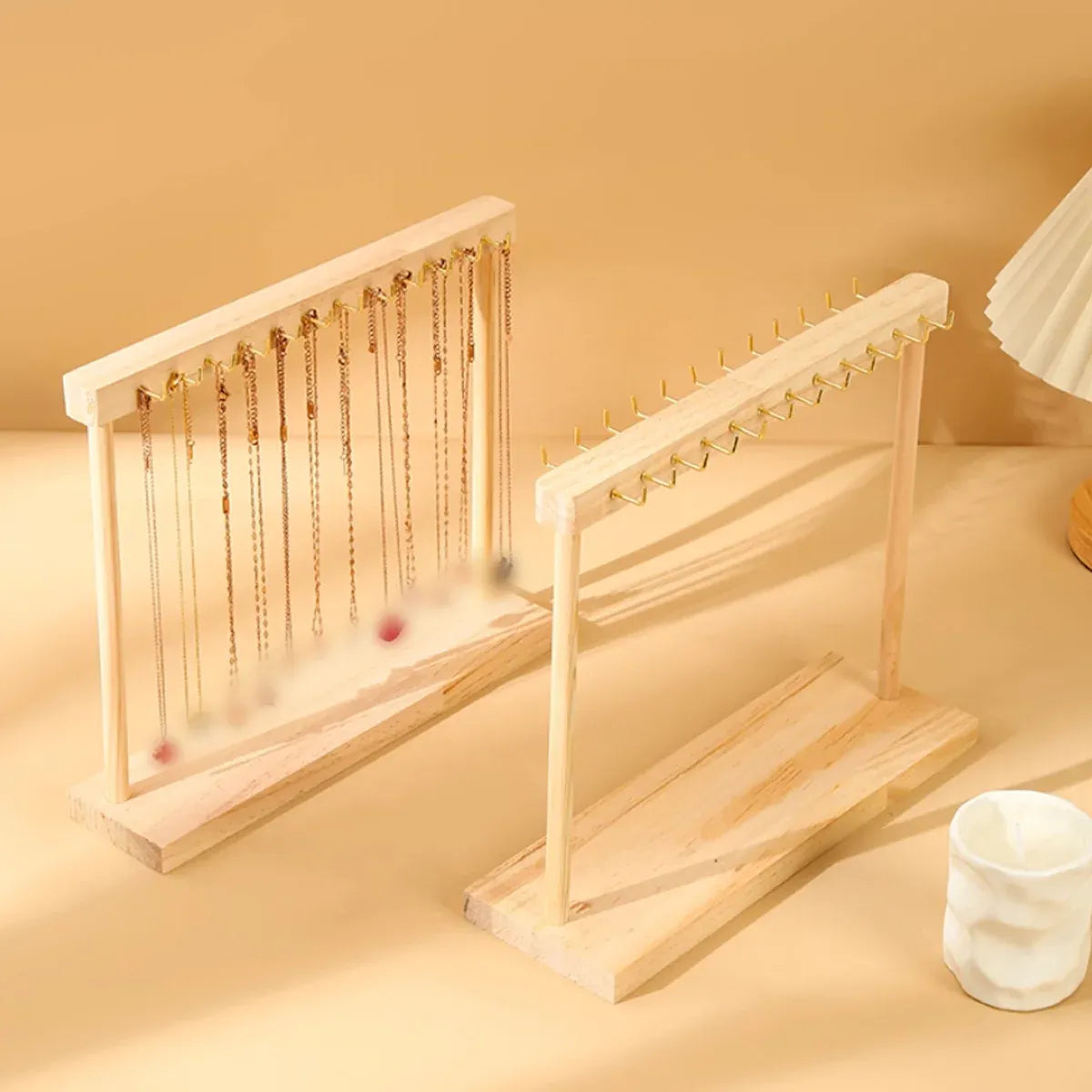 Solid Wood Necklace Jewelry Display Racks for Home Store Showcase Storage - 12 hooks