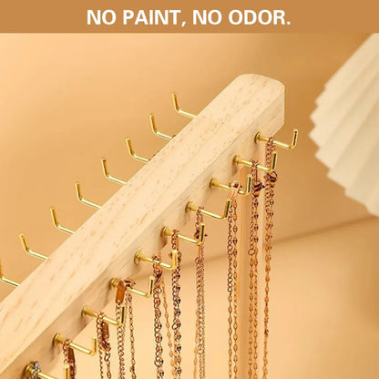 Solid Wood Necklace Jewelry Display Racks for Home Store Showcase Storage - 12 hooks