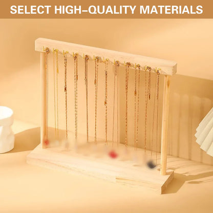 Solid Wood Necklace Jewelry Display Racks for Home Store Showcase Storage - 12 hooks