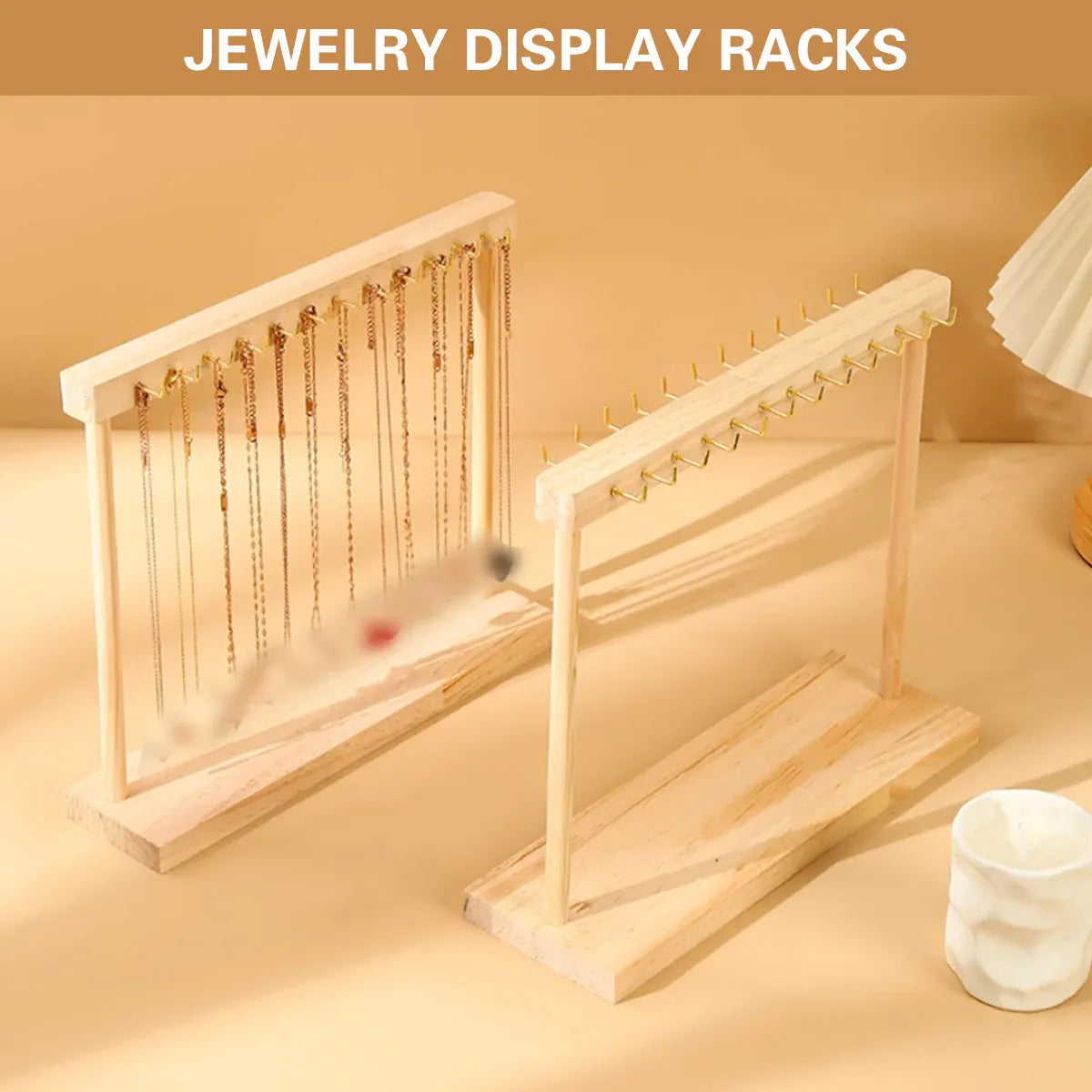 Solid Wood Necklace Jewelry Display Racks for Home Store Showcase Storage - 12 hooks