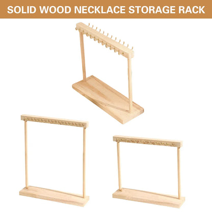 Solid Wood Necklace Jewelry Display Racks for Home Store Showcase Storage - 12 hooks