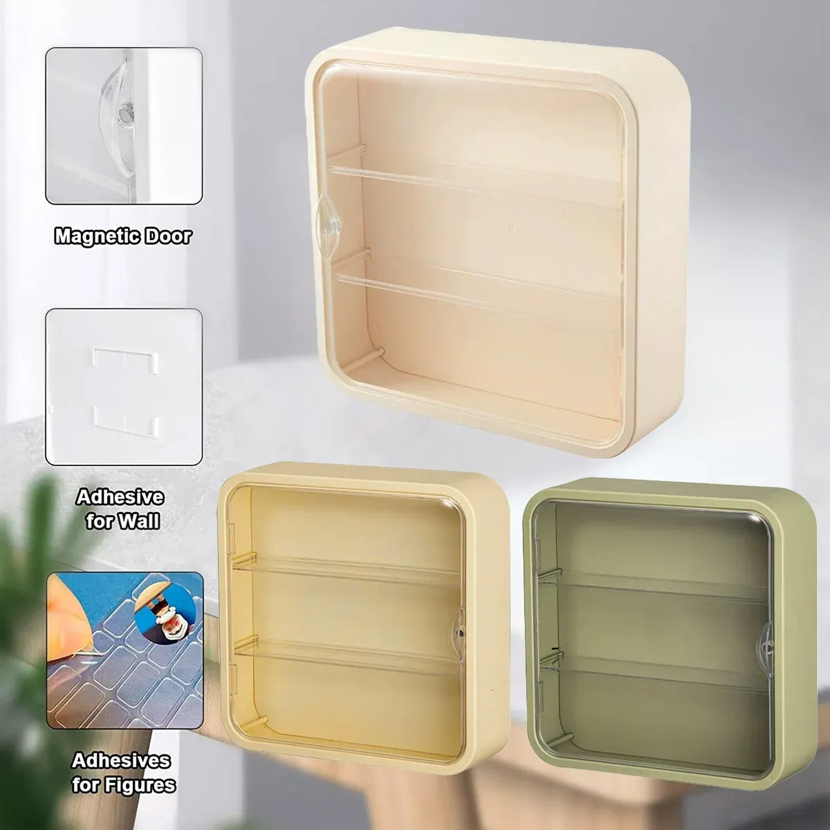 Wall Mounted Showcase Acrylic Figures Toys Display Case Dustproof Storage Box - Green