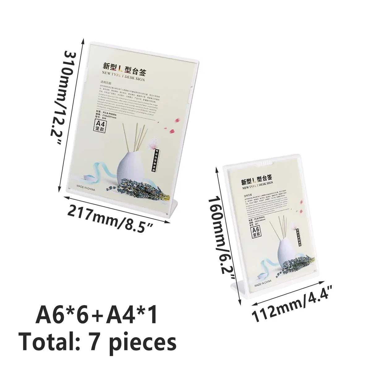 7PCS L-Shaped Table Plastic Display Board White Durable for Restaurant Hotel Use