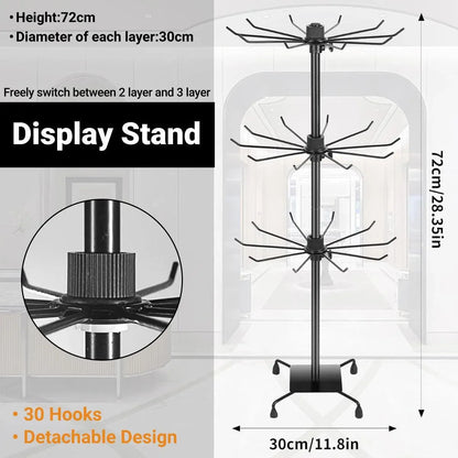 3-Tier Rotating Sock Rack Accessories Hanging Display Stand Organizer for Storage