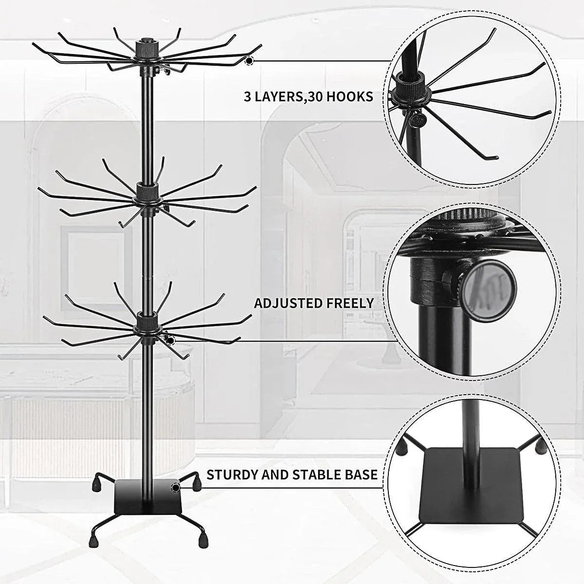 3-Tier Rotating Sock Rack Accessories Hanging Display Stand Organizer for Storage