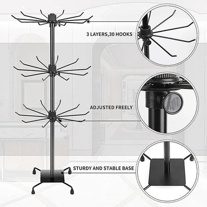 3-Tier Rotating Sock Rack Accessories Hanging Display Stand Organizer for Storage