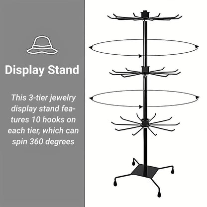 3-Tier Rotating Sock Rack Accessories Hanging Display Stand Organizer for Storage