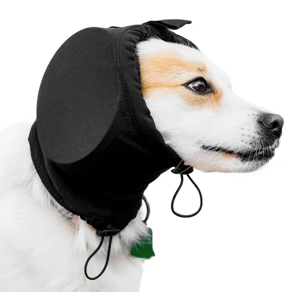 Black Adjustable Dog Ear Muffs Noise Reducing Pet Headwrap Protective Ear Cover - M