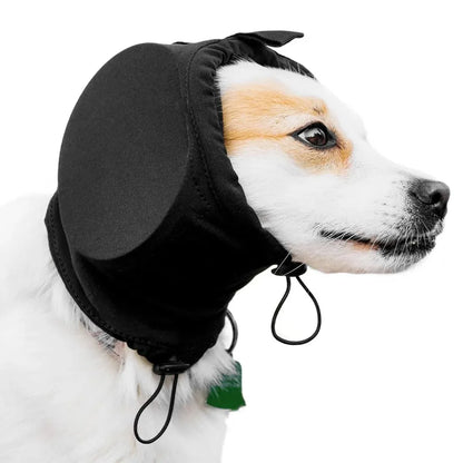 Black Adjustable Dog Ear Muffs Noise Reducing Pet Headwrap Protective Ear Cover - M