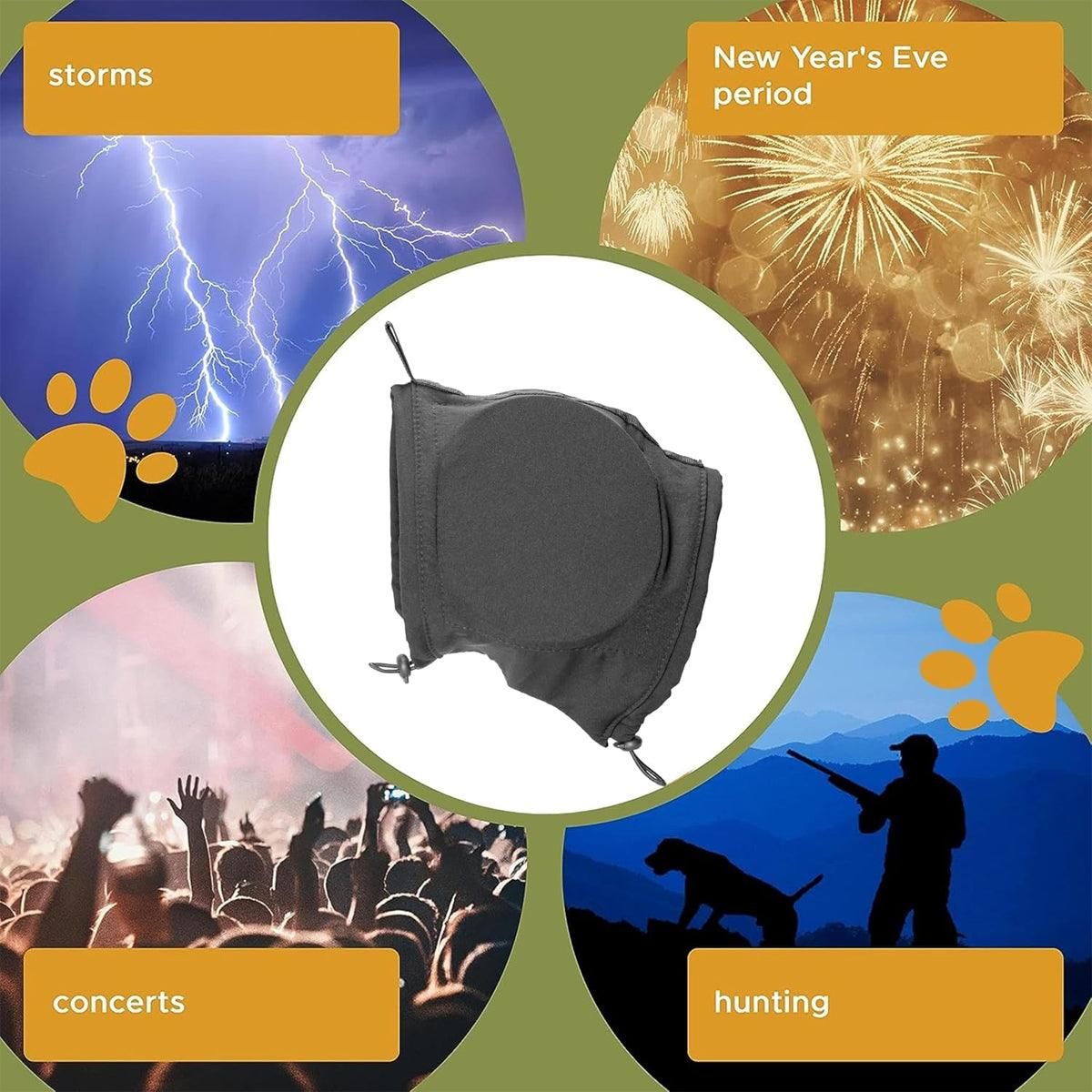 Black Adjustable Dog Ear Muffs Noise Reducing Pet Headwrap Protective Ear Cover - M