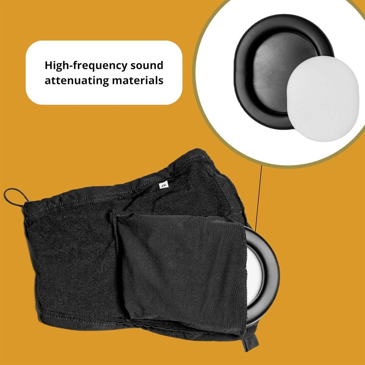 Black Adjustable Dog Ear Muffs Noise Reducing Pet Headwrap Protective Ear Cover - M