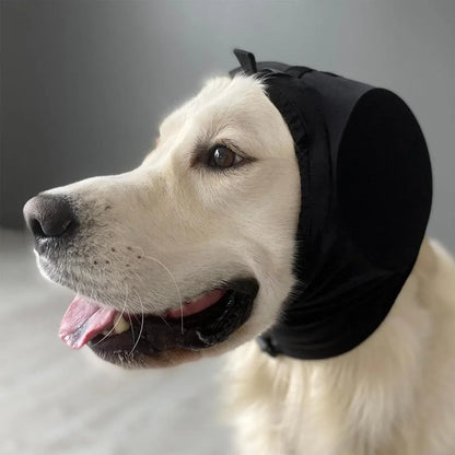 Black Adjustable Dog Ear Muffs Noise Reducing Pet Headwrap Protective Ear Cover - M