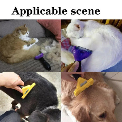 Pet Hair Removal Brush Deshedding Tool for Cats Dogs Grooming Comb Fur Remover - Yellow