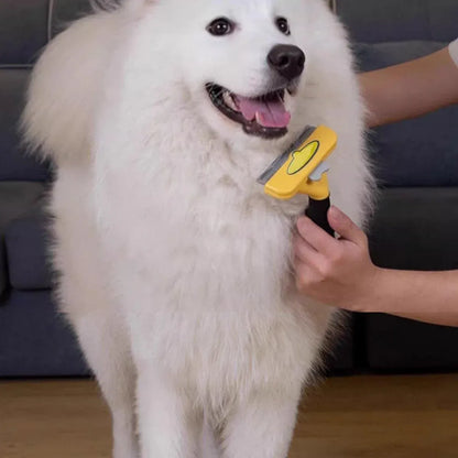 Pet Hair Removal Brush Deshedding Tool for Cats Dogs Grooming Comb Fur Remover - Yellow