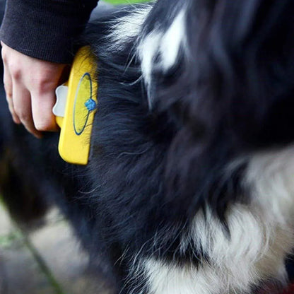Pet Hair Removal Brush Deshedding Tool for Cats Dogs Grooming Comb Fur Remover - Yellow