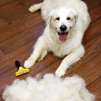 Pet Hair Removal Brush Deshedding Tool for Cats Dogs Grooming Comb Fur Remover - Yellow