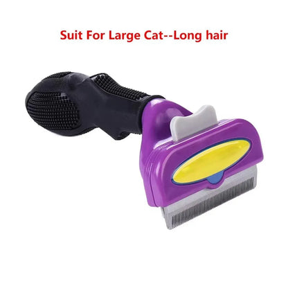 Pet Hair Removal Brush Deshedding Tool for Cats Dogs Grooming Comb Fur Remover - Yellow