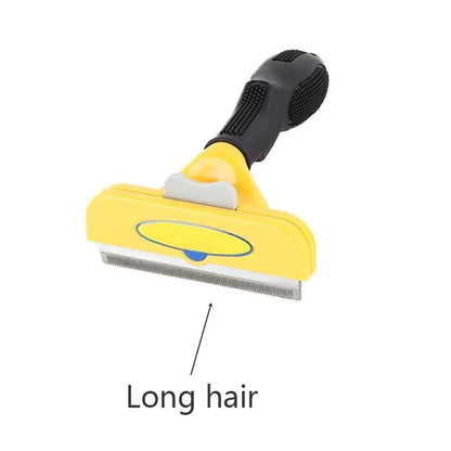 Pet Hair Removal Brush Deshedding Tool for Cats Dogs Grooming Comb Fur Remover - Yellow