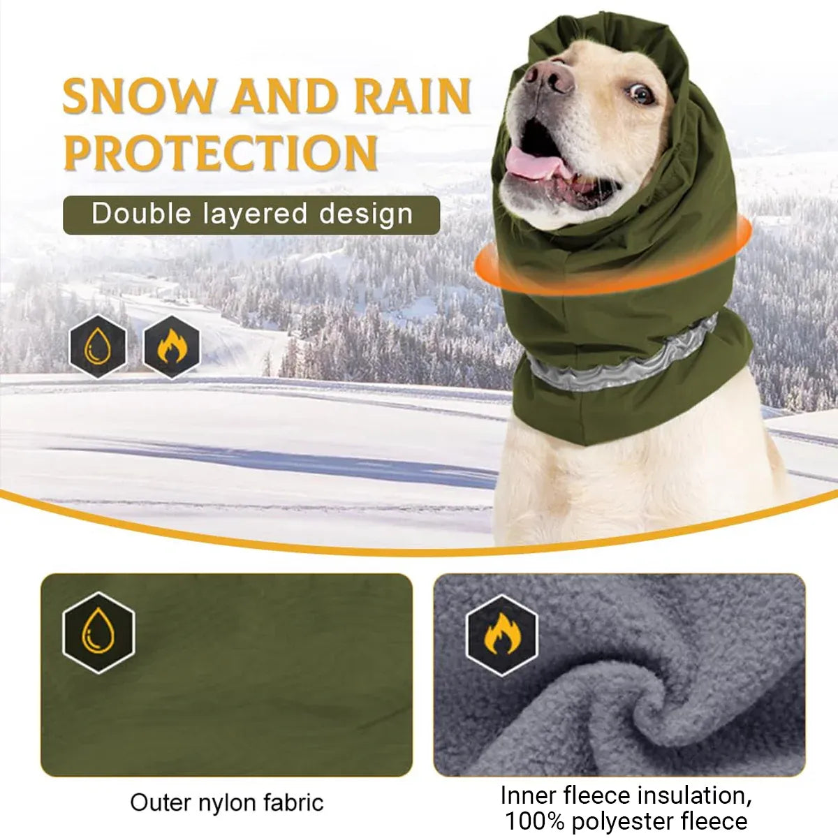 Winter Dog Head Cover Dog Scarf Set Cold Proof Warm Soft for Dogs Outdoor Use - S