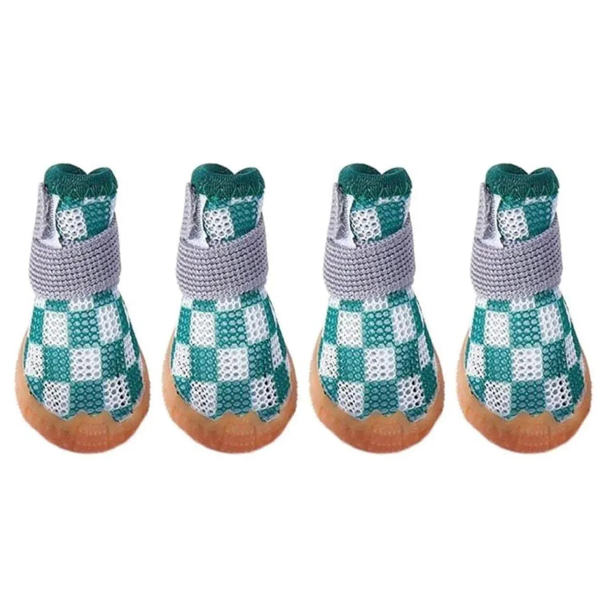 4pcs Breathable Mesh Dog Shoes Small Pets Puppy Paw Protection Summer Boots - Green-3