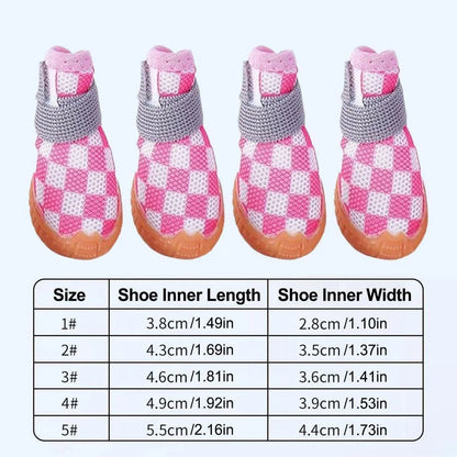 4pcs Breathable Mesh Dog Shoes Small Pets Puppy Paw Protection Summer Boots - Green-3