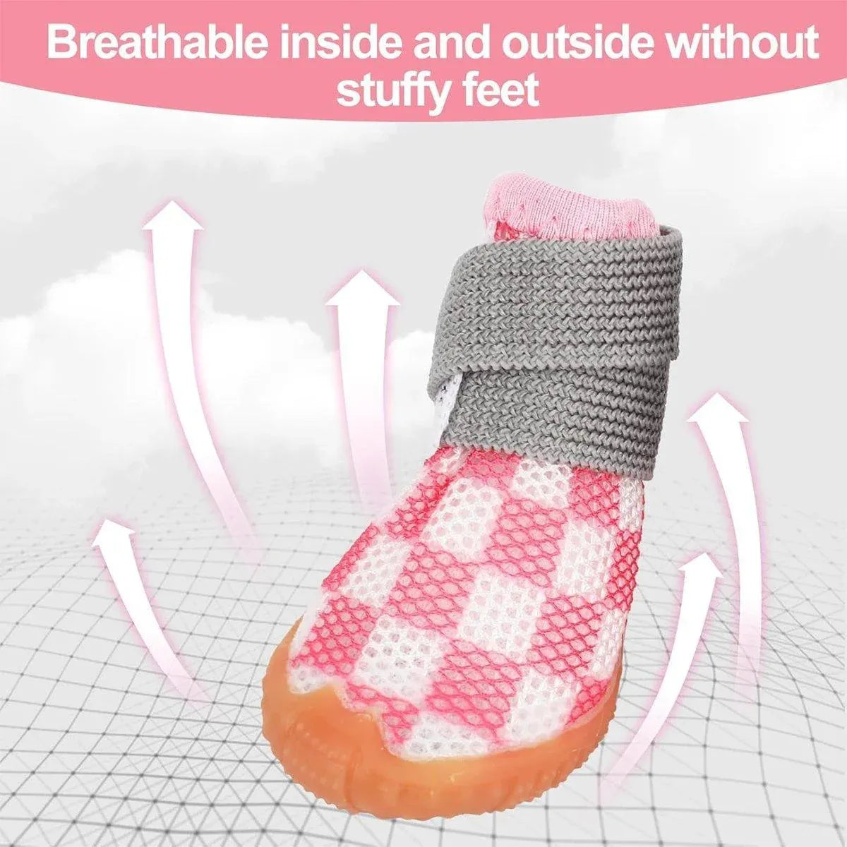 4pcs Breathable Mesh Dog Shoes Small Pets Puppy Paw Protection Summer Boots - Green-3