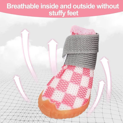 4pcs Breathable Mesh Dog Shoes Small Pets Puppy Paw Protection Summer Boots - Green-3