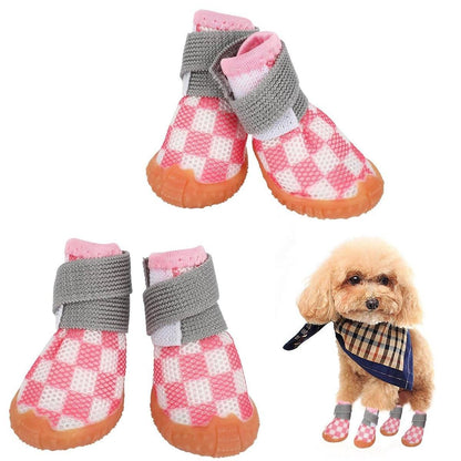 4pcs Breathable Mesh Dog Shoes Small Pets Puppy Paw Protection Summer Boots - Green-3