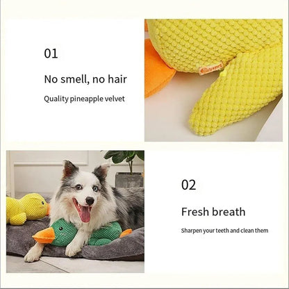 Plush Cartoon Duck Dog Toy Interactive Squeaky Pet Toy Durable Fun Chew Toy - Green