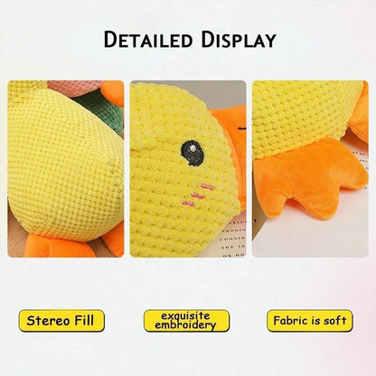 Plush Cartoon Duck Dog Toy Interactive Squeaky Pet Toy Durable Fun Chew Toy - Yellow