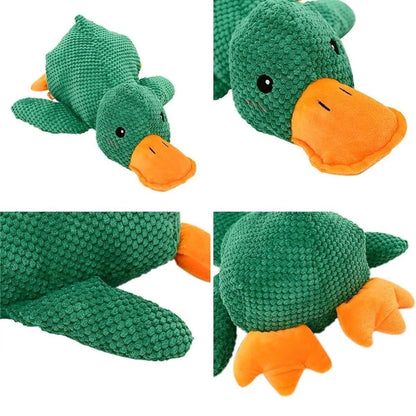 Plush Cartoon Duck Dog Toy Interactive Squeaky Pet Toy Durable Fun Chew Toy - Yellow