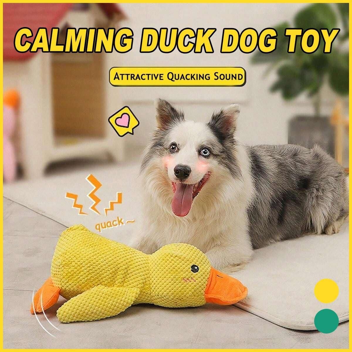 Plush Cartoon Duck Dog Toy Interactive Squeaky Pet Toy Durable Fun Chew Toy - Yellow