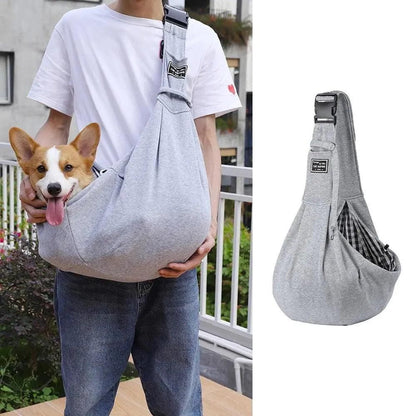Portable Pet Sling Carrier Shoulder Bag for Small Dogs and Cats Travel Outdoor - Grey