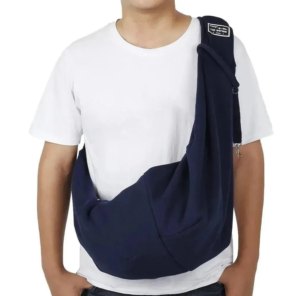 Portable Pet Sling Carrier Shoulder Bag for Small Dogs and Cats Travel Outdoor - Blue