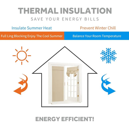Curtains For Doors and Windows Block Light Blackout Heat Insulation Living Room - Beige