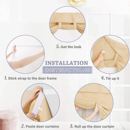Curtains For Doors and Windows Block Light Blackout Heat Insulation Living Room - Beige