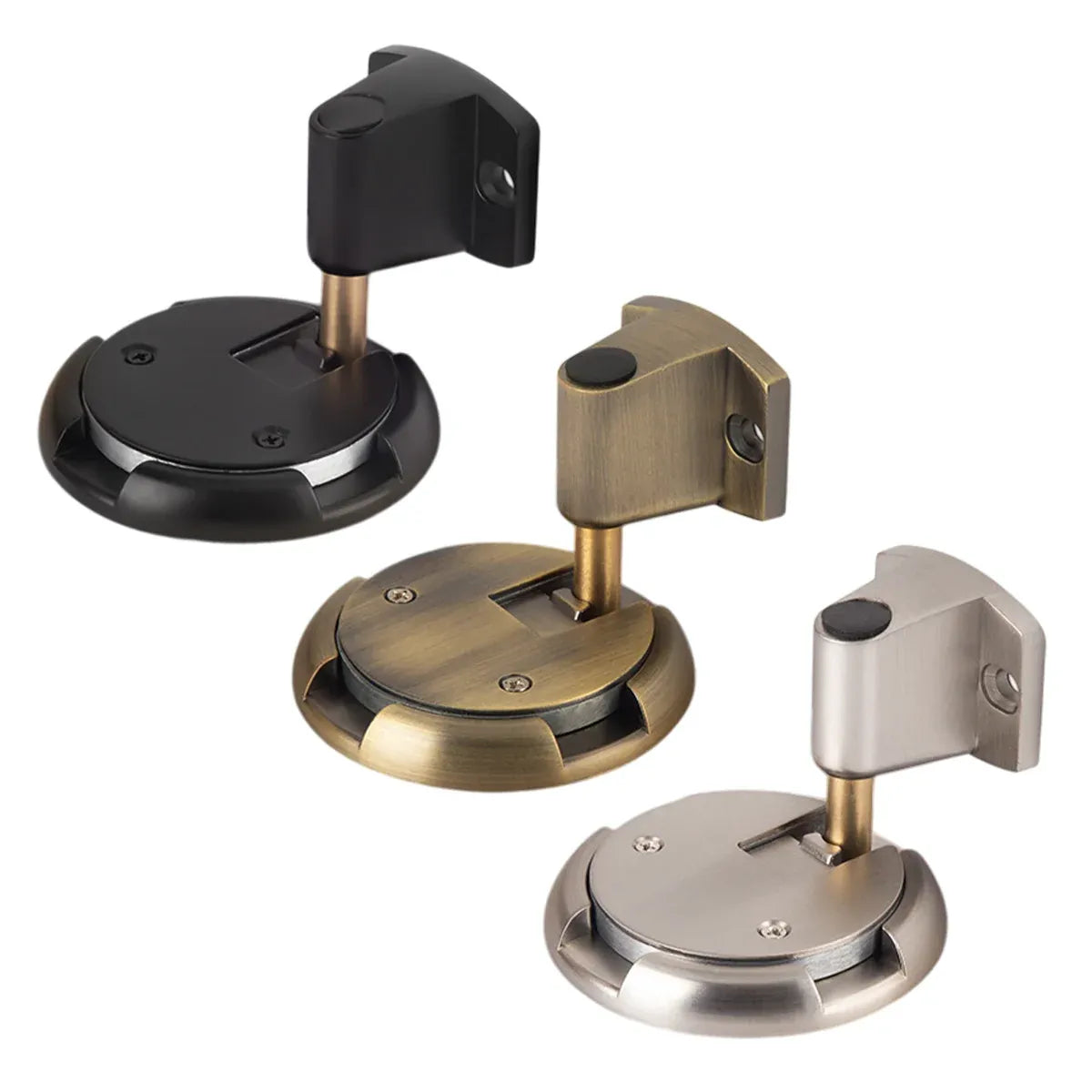 Push Lock Door Stop Floor Mounted Mechanical Door Holder Zinc Alloy - Black