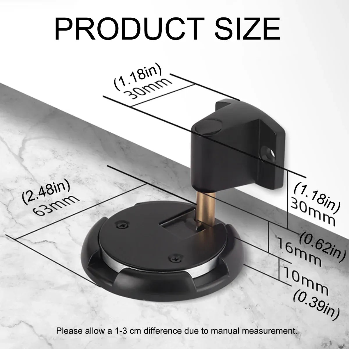 Push Lock Door Stop Floor Mounted Mechanical Door Holder Zinc Alloy - Black