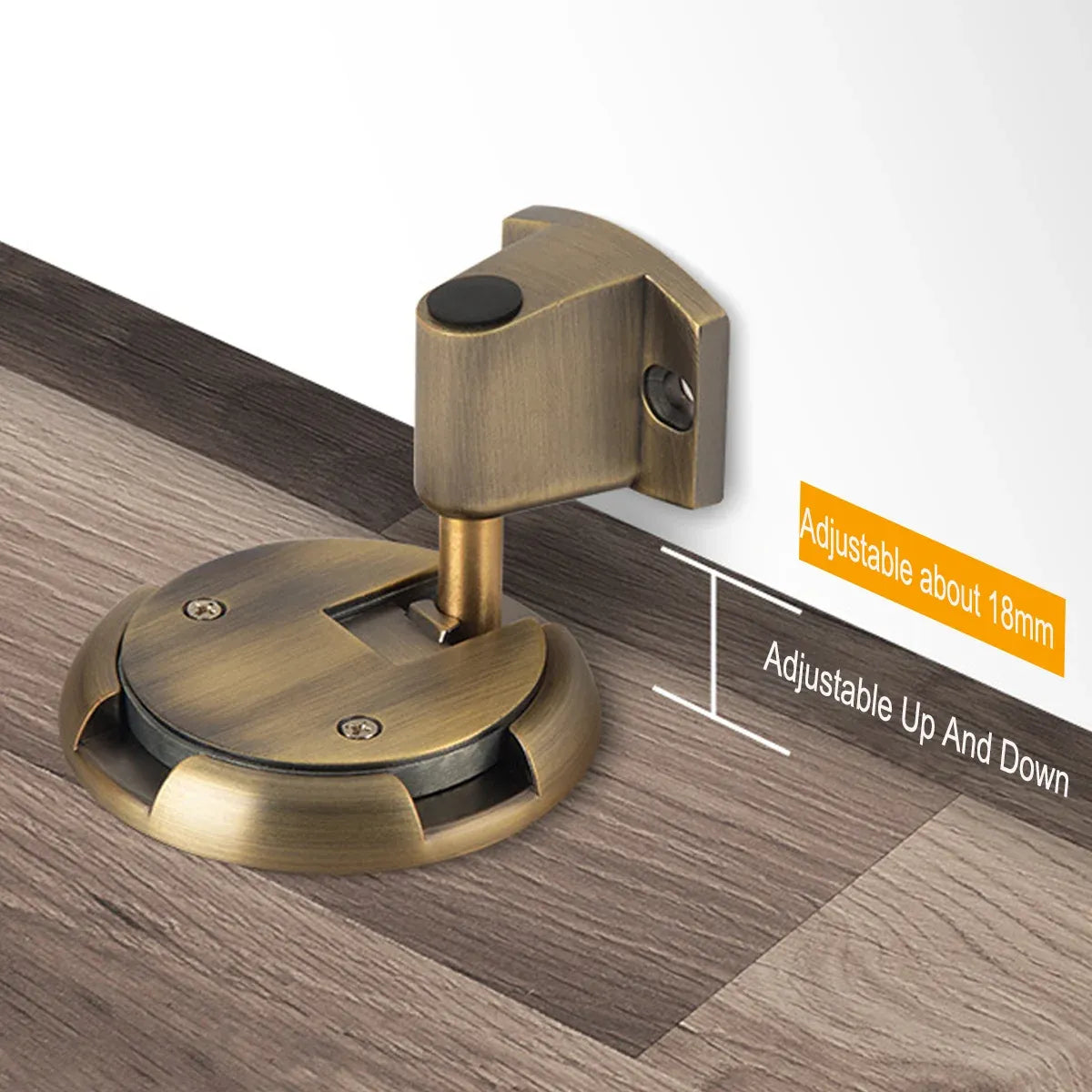 Push Lock Door Stop Floor Mounted Mechanical Door Holder Zinc Alloy - Black