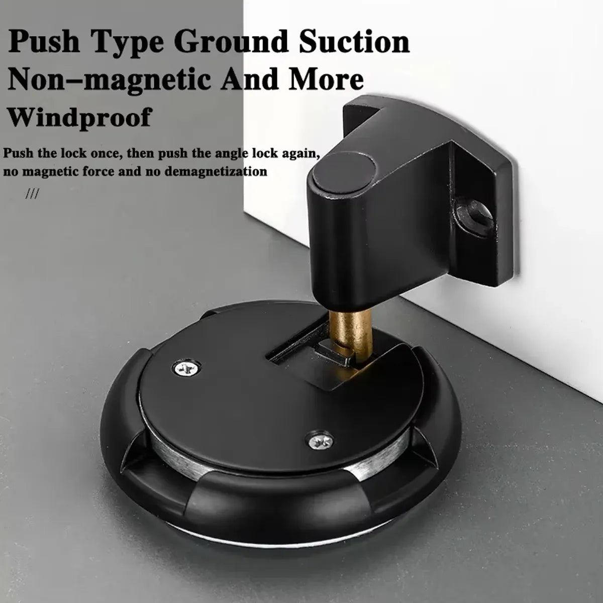 Push Lock Door Stop Floor Mounted Mechanical Door Holder Zinc Alloy - Black