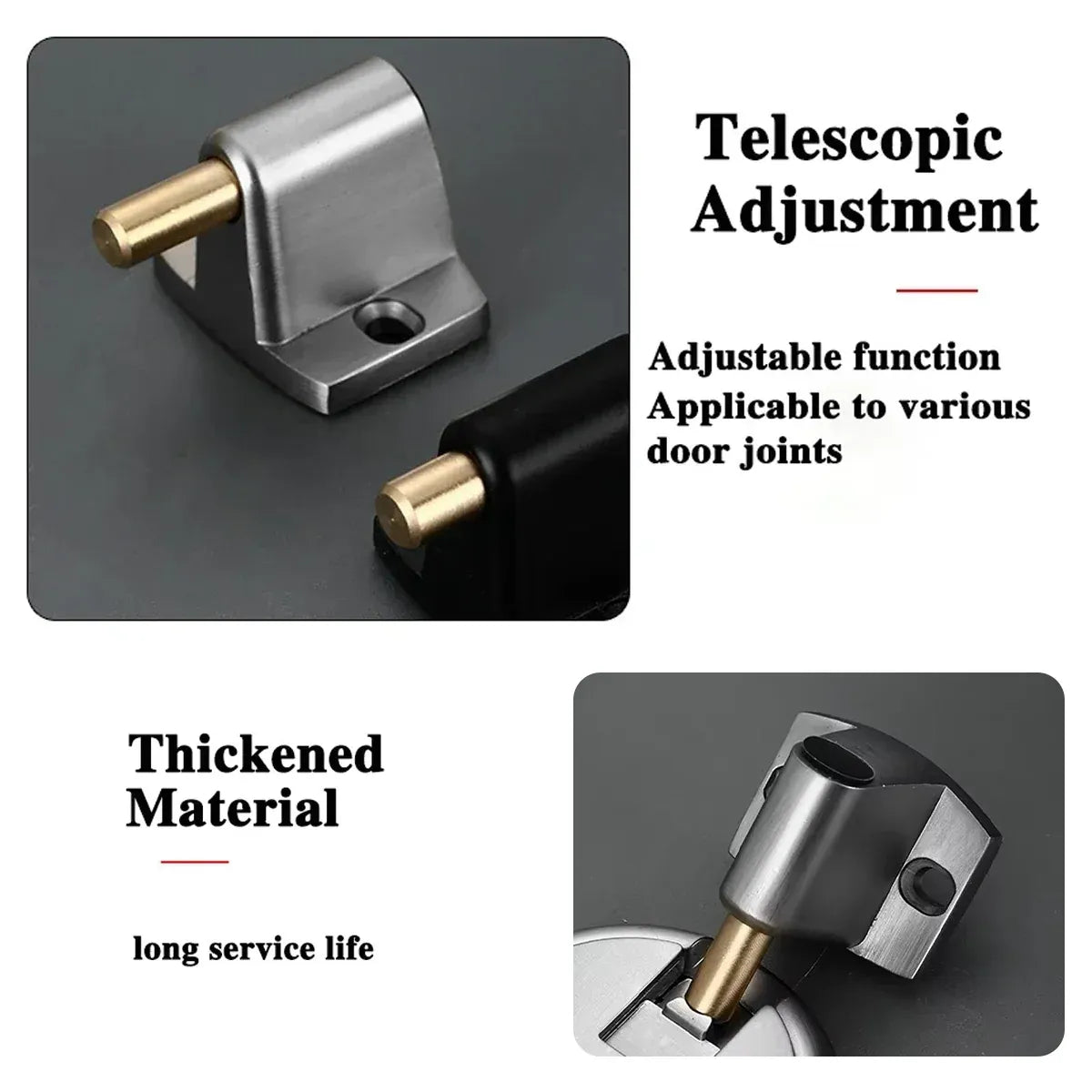 Push Lock Door Stop Floor Mounted Mechanical Door Holder Zinc Alloy - Black