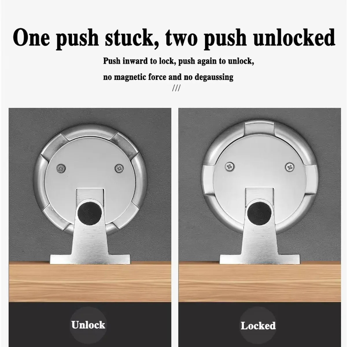 Push Lock Door Stop Floor Mounted Mechanical Door Holder Zinc Alloy - Black