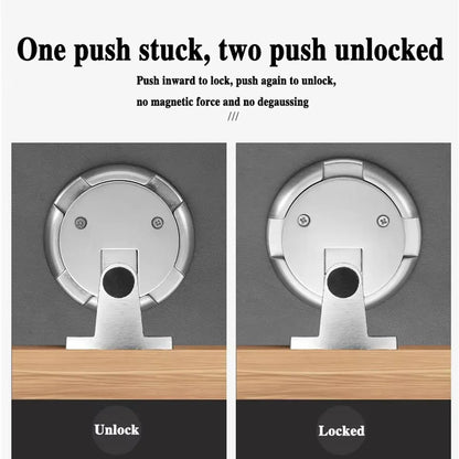 Push Lock Door Stop Floor Mounted Mechanical Door Holder Zinc Alloy - Black