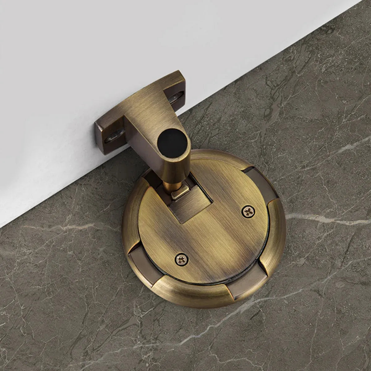Push Lock Door Stop Floor Mounted Mechanical Door Holder Zinc Alloy - Black